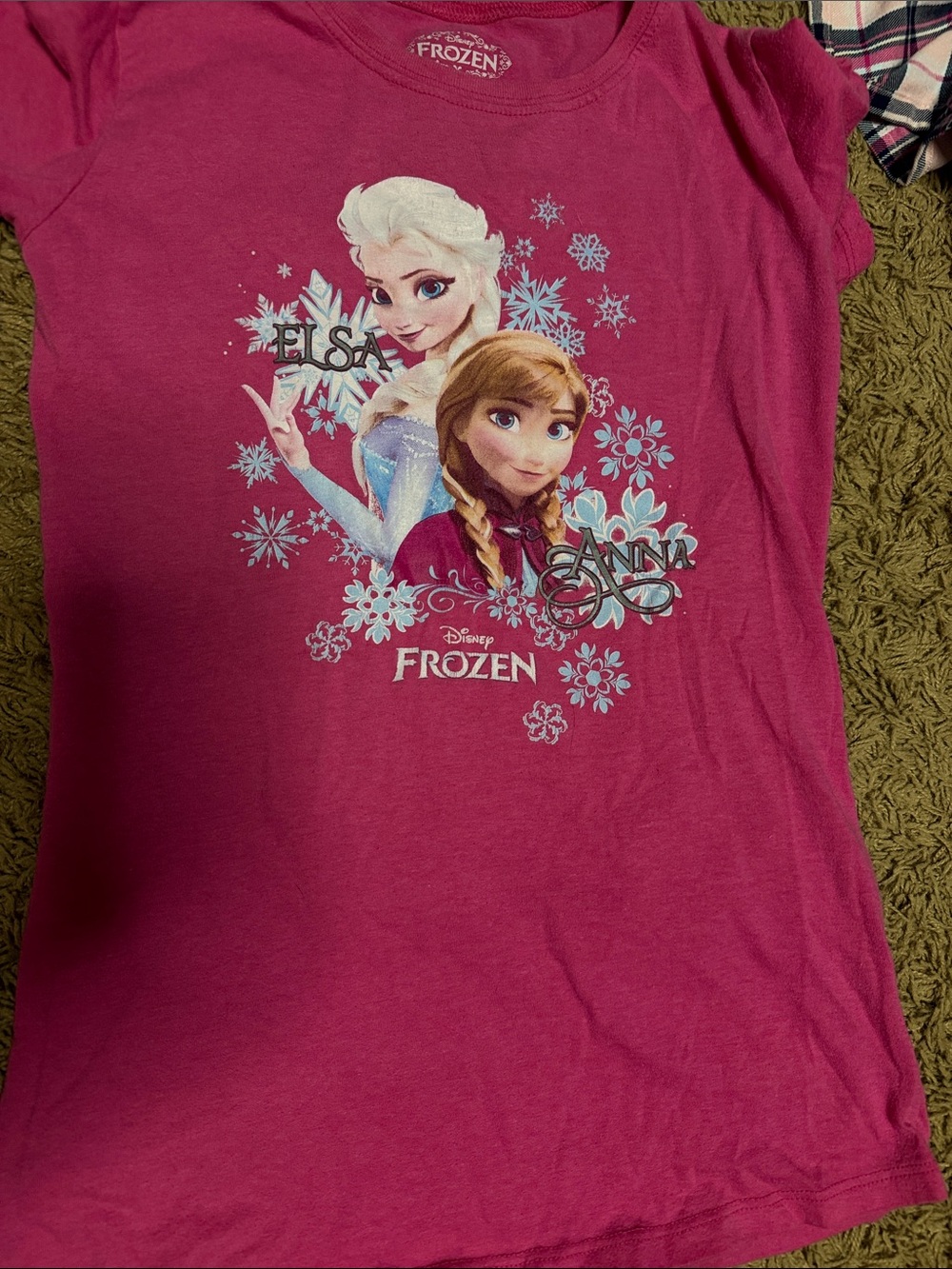 Disney Frozen Elsa & Anna Girls' Magenta Short Sleeve Pajama Top